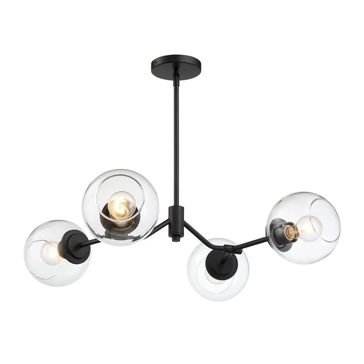 4 Light Gold Globe Glass Chandelier - Image 2